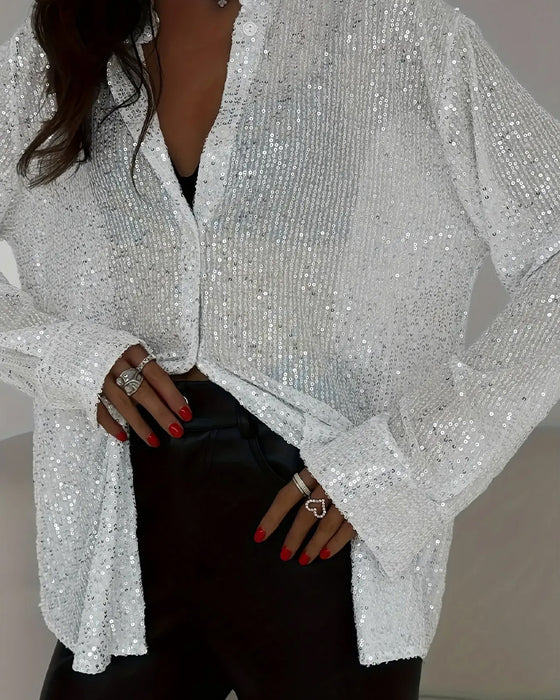 Chemise Revers Manche Longue Tendance