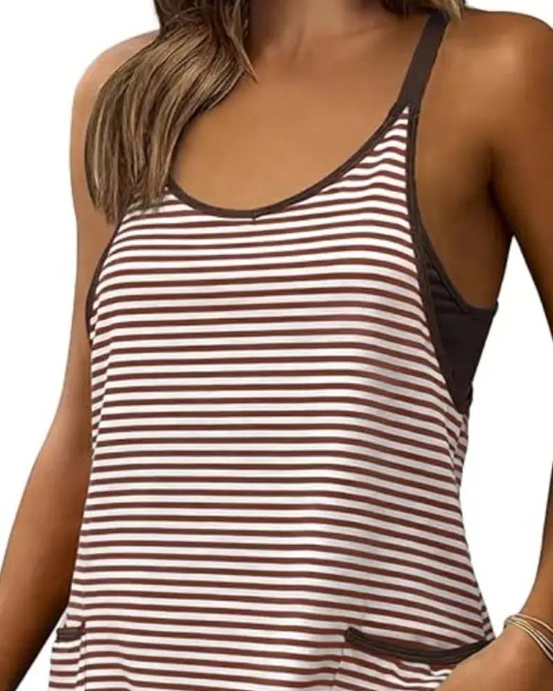 Combinaisons Rayées Sans Manches Camisole Décontractée