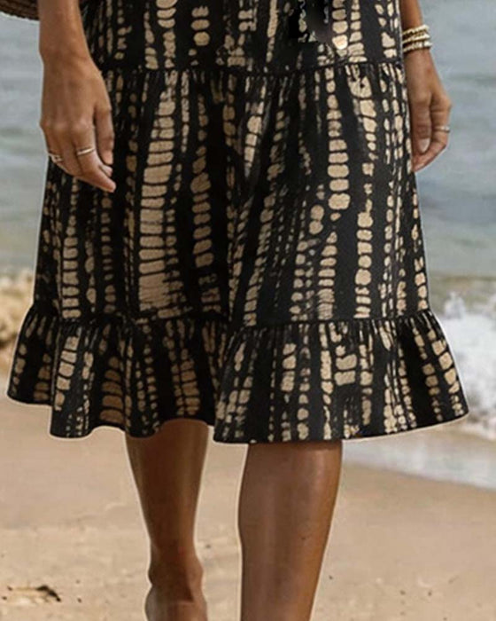 Robe Décontractée Col V Imprimée