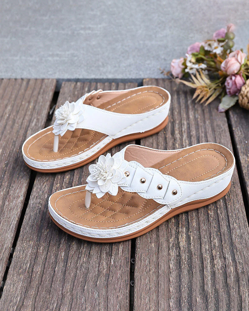 Sandales Pour Femmes À Motif Floral Et Soutien De La Voûte Plantaire