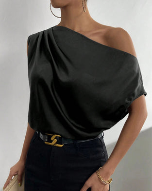 Blouse Unie Hors Épaule Sans Manches