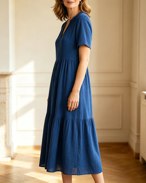 Robe Décontractée Uni Manches Courtes