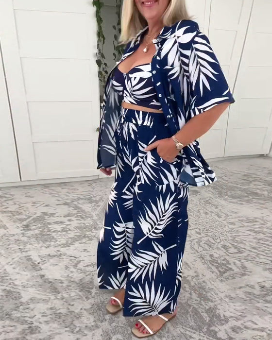 Maillot De Bain Trois Pièces Imprimé Hawaïen