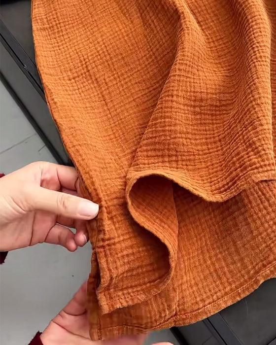 Robe Manches Longues Unie Simple Col Revers