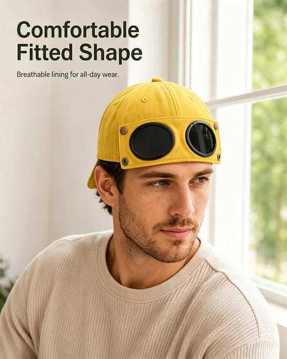 Casquette De Baseball Pilote Avec Lunettes Amovibles – Conçue Pour Le Style Urbain Et Les Looks Du Quotidien