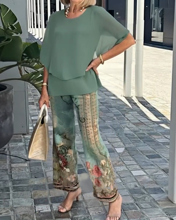 Set Fashion Pantalon Droit Imprimé