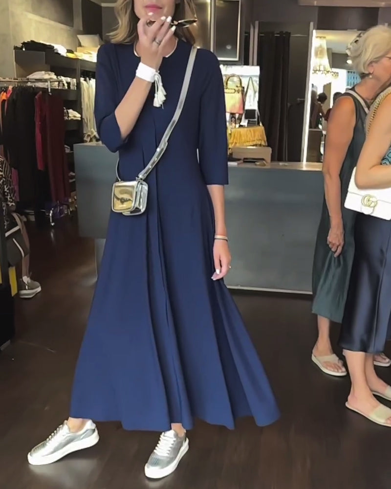 Robe taille unie à col en V