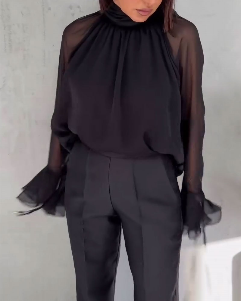 Blouse Mesh Assemblage Élégant