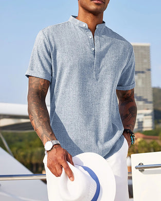Chemise Col Monté Demi-Patte Henley