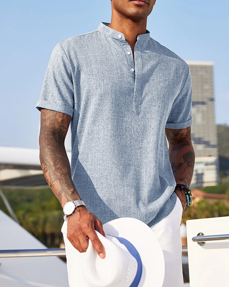 Chemise Col Monté Demi-Patte Henley