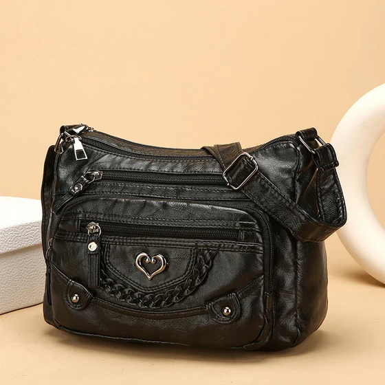 Femmes Doux PU Cuir Multi-Poche Sac Bandoulière