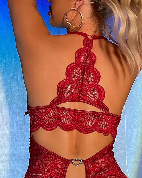 Pyjama Sexy En Dentelle À Entrejambe Ouvert