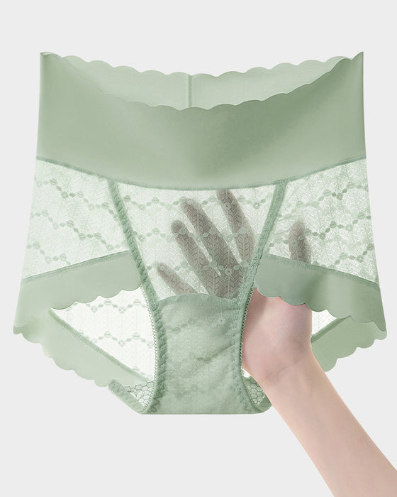 Culottes Respirantes Sans Coutures à Haute Taille Dentelle