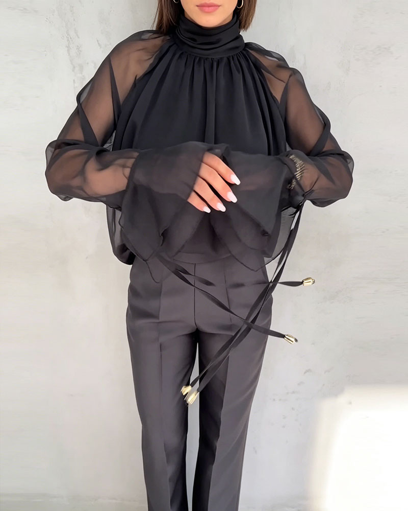 Blouse Mesh Assemblage Élégant