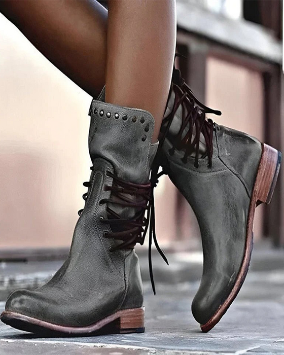 🔥 Nouveauté 2025 🔥 Bottes Vintage Pour Femme À Laçage Latéral