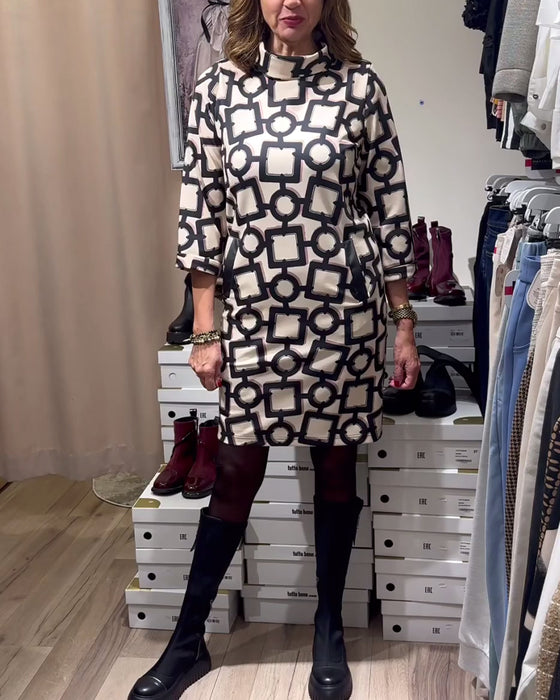 Robe décontractée à poches et imprimé géométrique