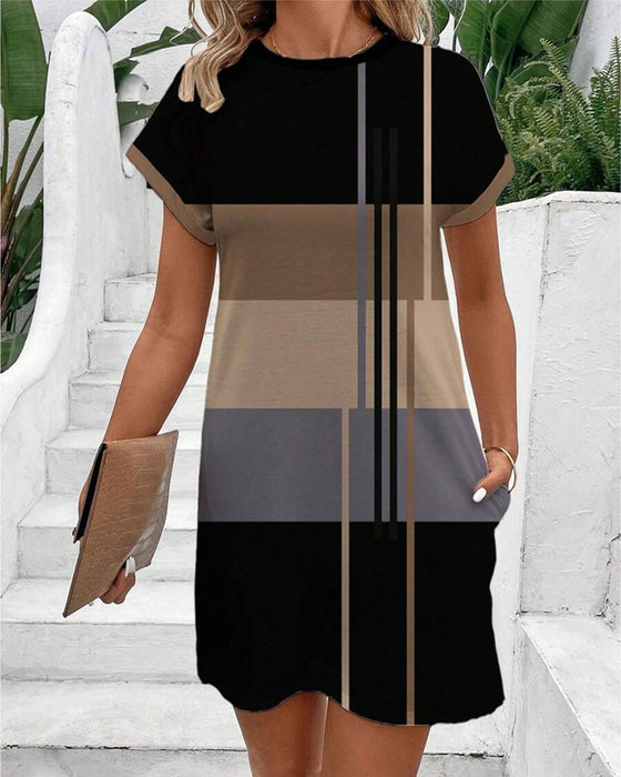 Robe Col Rond Mode Décontracté Imprimé