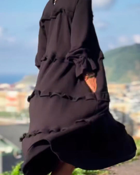 Robe décontractée de style doux de couleur unie