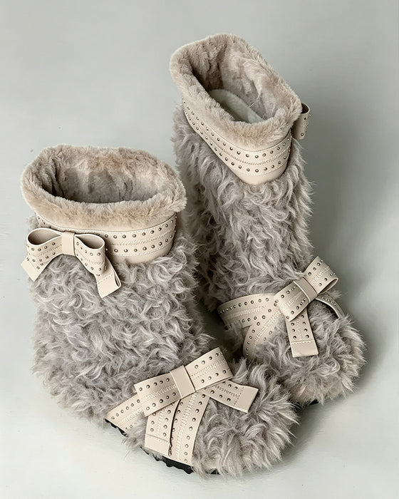 Bottes Pour Femmes Fourrées À Semelle Plate Pour Neige