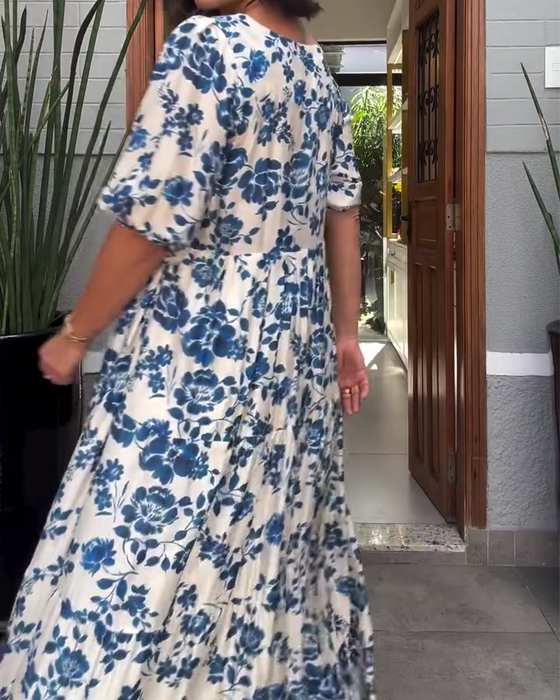 Robe Manches Courtes Imprimé Floral