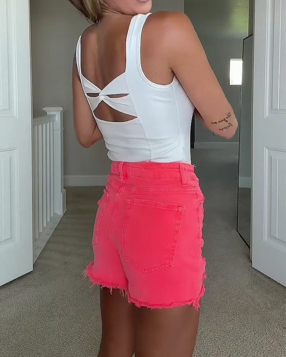 Débardeur Dos Twist Nœud Soutien-Gorge Intégré