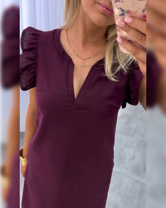 Robe Manche Volantée Droit