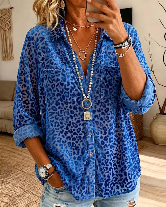 Chemise Léopard Poche Bouton