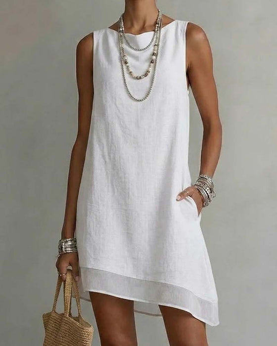 Robe Ourlet Irrégulier Sans Manches Fourreau