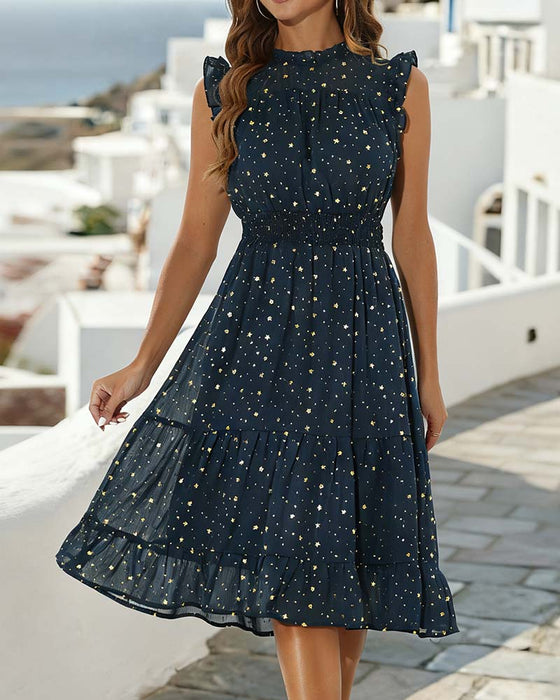 Robe Volant Sans Manches Flounce