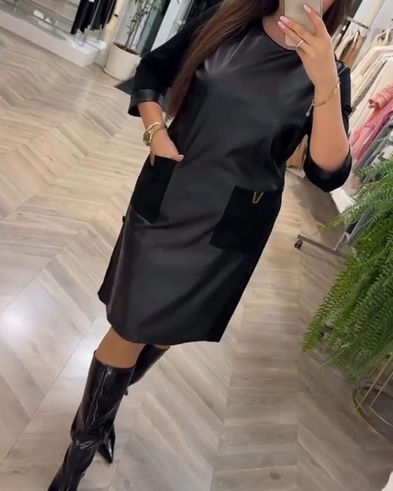 Robe fourreau à poches en patchwork tendance