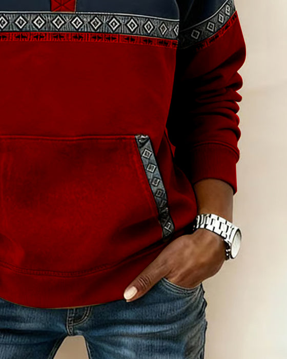 Sweat Rétro À Coupe De Couleur Et Col En Fourrure