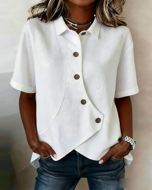 Chemise Patte Coton-lin Asymétrique Boutonnage