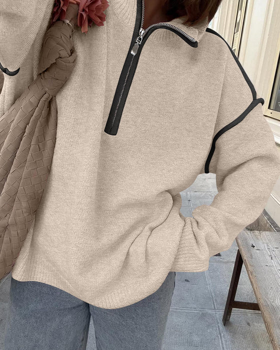 Sweatshirt Revers Fermeture Éclair Ligne