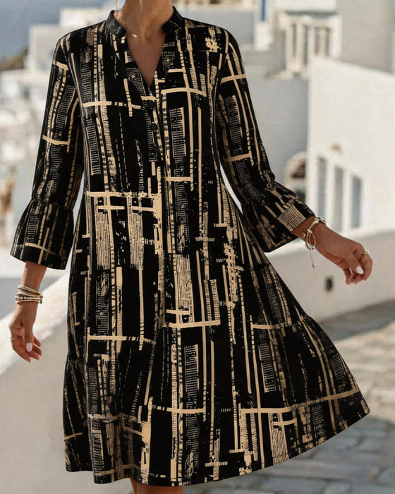 Robe Mandarine Col V Décontractée Rayure