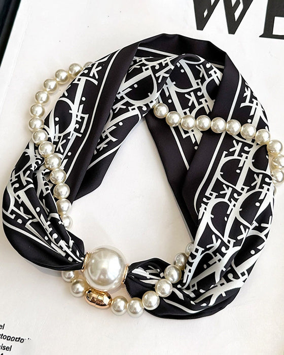 Collier Long Orné De Perles Soie