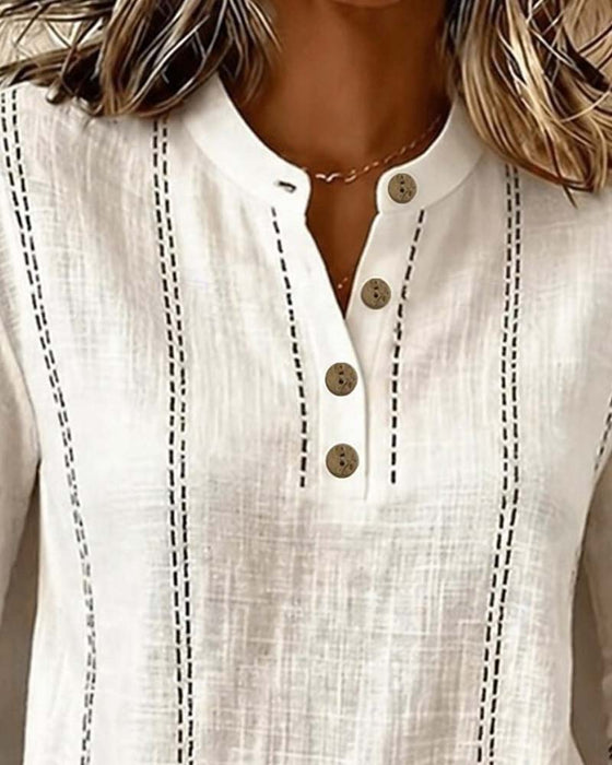 Blouse Manche Coude Demi-Boutonnage Ligne