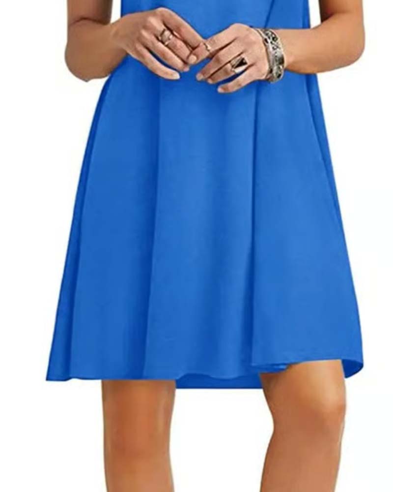 Robe Volant Manche Courte Col Rond