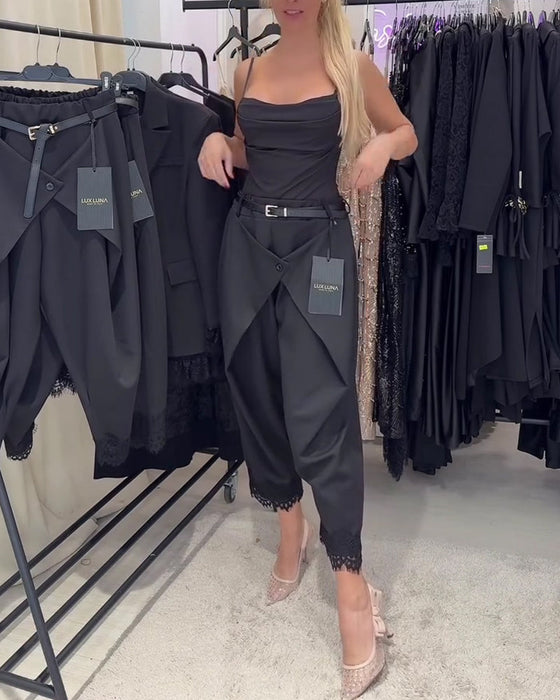 Pantalon À La Mode Dentelle Broderie Harem