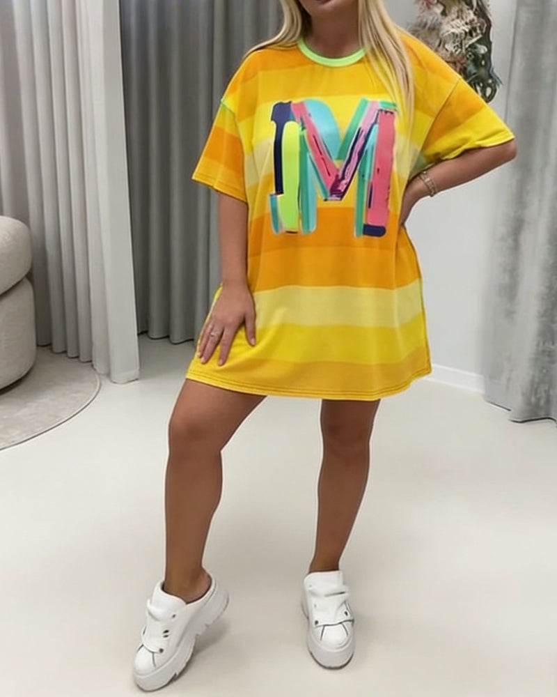 Robe Arc-en-Ciel Rayé Lettre