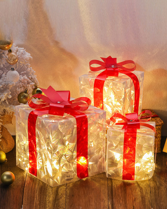 Décorations De Noël Sous Forme De Boîtes Cadeaux Lumineuses