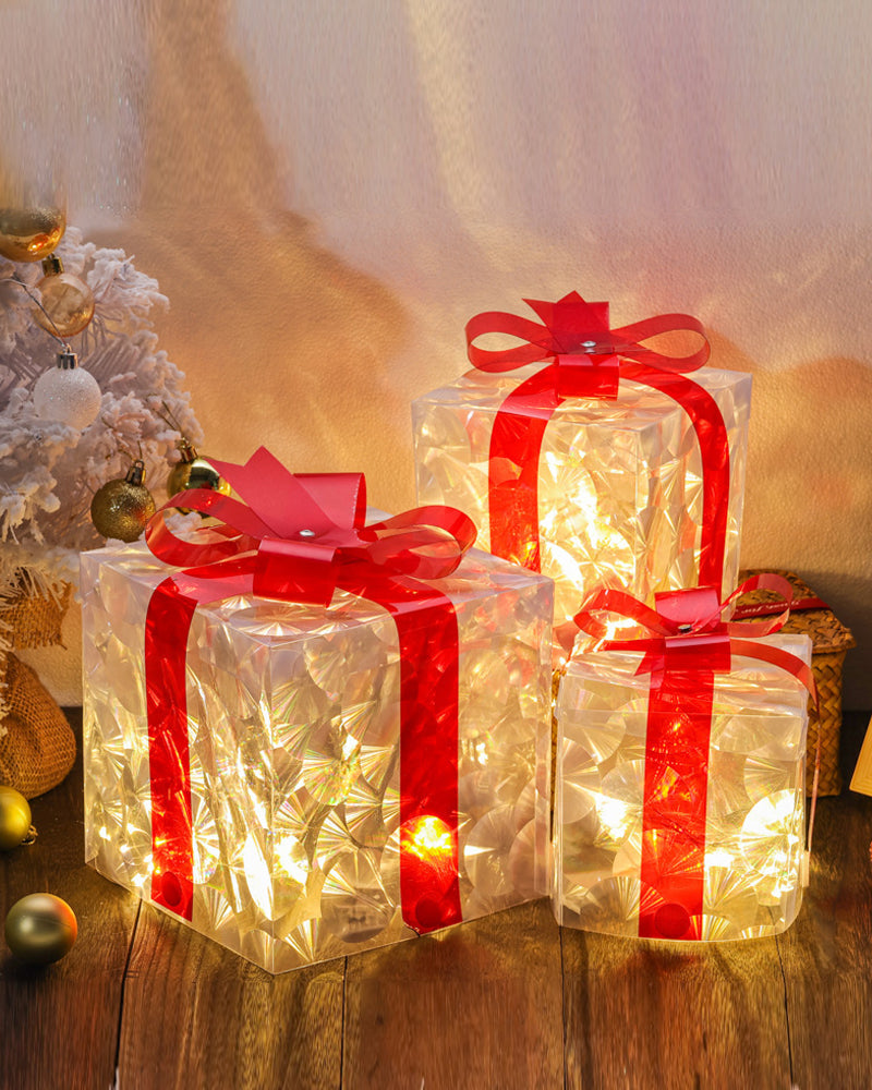 Décorations De Noël Sous Forme De Boîtes Cadeaux Lumineuses