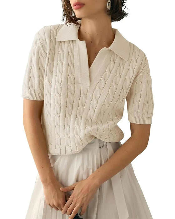 Pullover Polo Manches Courtes Tricoté