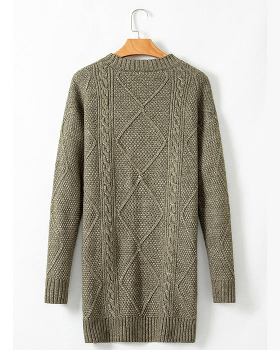 Robe pull décontractée à col rond couleur unie