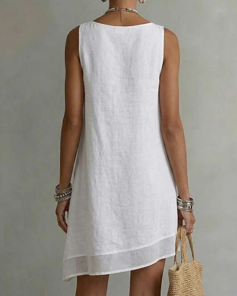 Robe Ourlet Irrégulier Sans Manches Fourreau