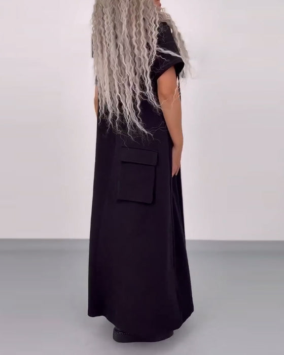 Robe Couleur Unie Sweat À Capuche Décontracté