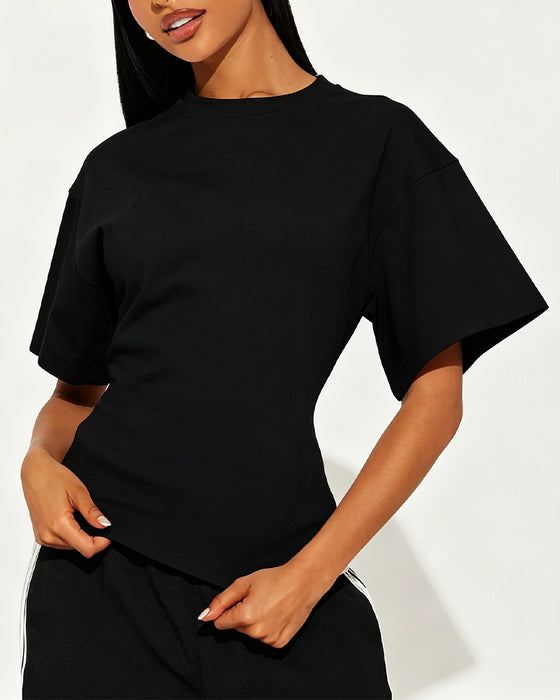T-Shirts Ample Drop Épaule Dos Fermeture Éclair