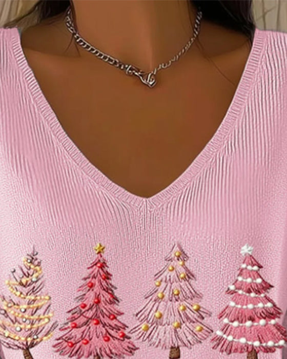 Pull À Col En V À Manches Longues