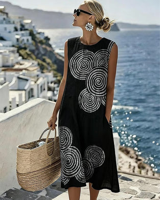 Robe Sans Manches Cercle Imprimé
