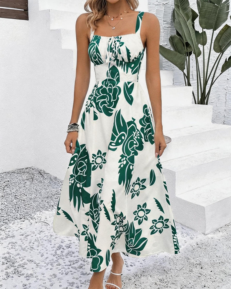 Robe Élégante Bretelle Imprimé