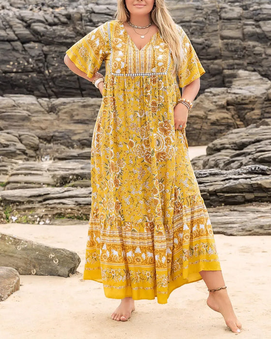 Robe Florale Patchwork Ethnique